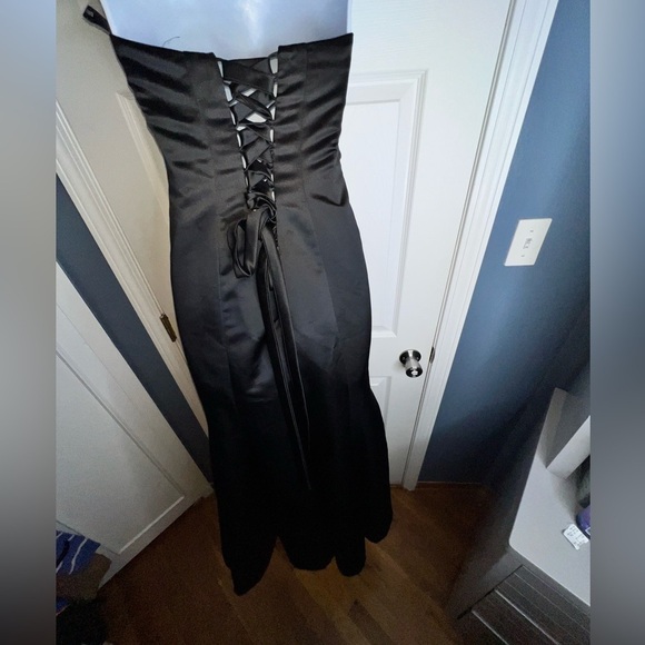 NWOT Bill Levkoff 4 Black Satin Strapless Lace Up Evening Gown Dress S Style 178 - Picture 3 of 16